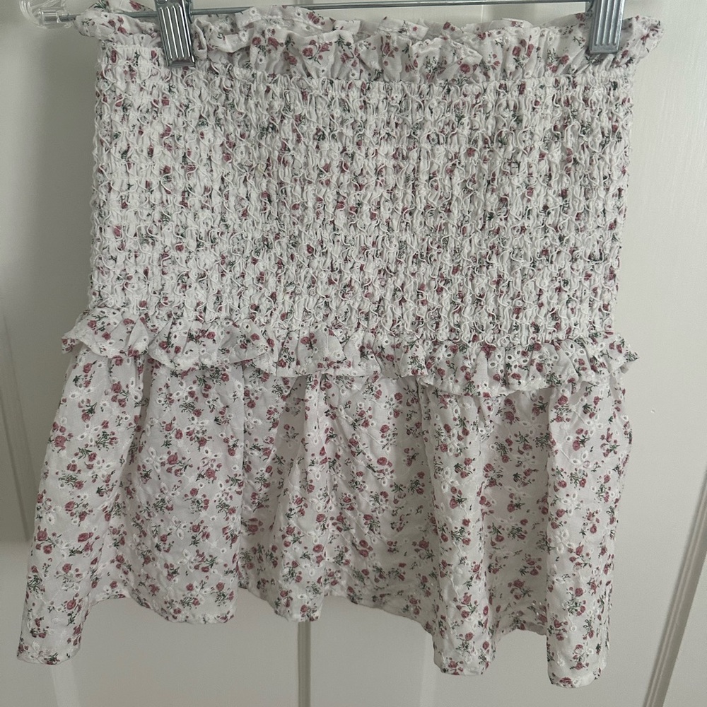 Moodie Pink and Cream Bubble Mini Skirt